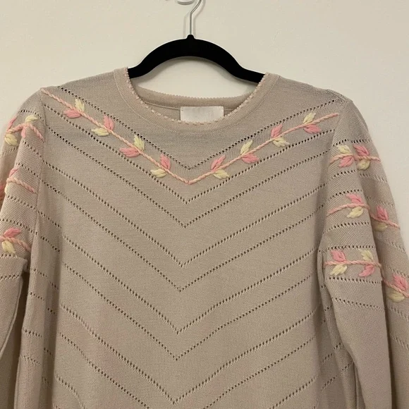 Molli Beige Long Sleeve Top with Pink Accents - Picture 3 of 13